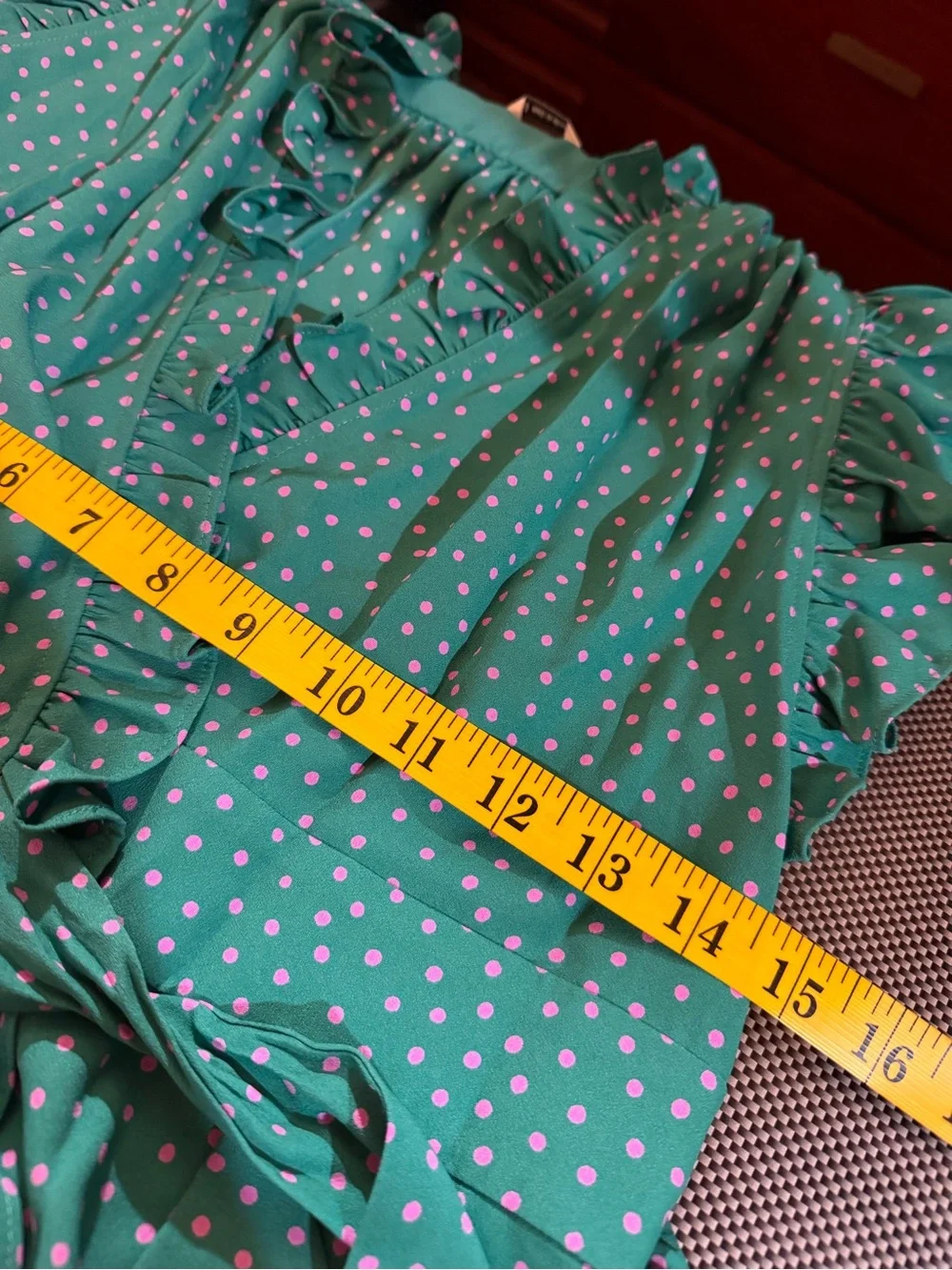 kate spade Teal Polka Dot Ruffle Wrap Midi Dress size 2